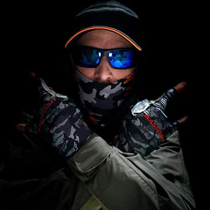 BASSDASH ALTIMATE UPF 50+ Sun Protection Fingerless Fishing Gloves Men - color: Black Camo, size: X-Large