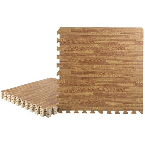 Stalwart Foam Wood Grain Floor Tiles, 24sqft Total, Light, 6-Piece - color: Light Wood Grain, size: 6 Pack