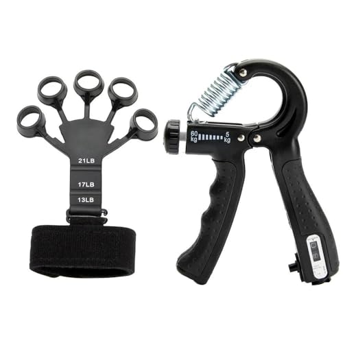 Grip Strength Trainer Kit,6 Pack Forearm Strengthener with Adjustable Resistance,Grip Strength Tester,Finger Extension Exerciser,Hand Grip Strengthener Workout Kit for Gym Workout Recovery - color: 2 PCS