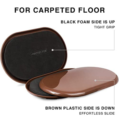 X-Protector Furniture Sliders for Carpet - 4 PCS 6" x 3 1/2" - The Best Heavy-Duty Moving Pads - Sliders for Furniture. Move Your Furniture Easily with Reusable Furniture Moving Sliders for Carpets!