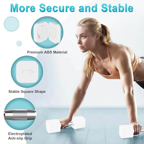 Hezeyferg 30.8LB Adjustable Dumbbell Set, Each Adjustable Weight Dumbbell with 6 Levels 4.4/6.6/8.8/11/13.2/15.4lb, Hand Weights Set for Men/Women Home Gym Exercise Workout - color: White