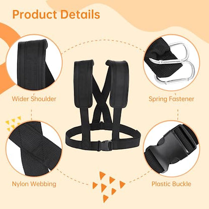Sled Harness for Exercise, Physical Football Running Resistance Training Rope Kit Tire Pulling Harness Fitness Exercise Workout Assistance Equipment Trainer with Adjustable Padded Shoulder Strap