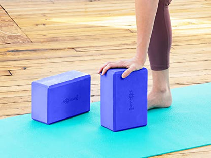 Sol Living Yoga Blocks 2 Pack High Density EVA Foam Yoga Cushion Stretching Pilates Meditation Exercise Equipment Support Deepen Poses Odor Free Non Slip Yoga Accessories - 4" x 6" x 9"- Blue - color: Blue