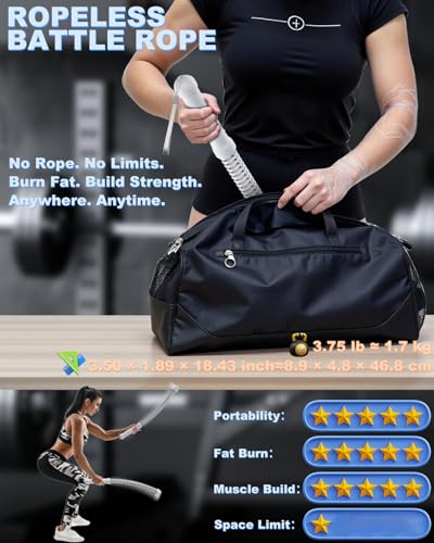 Weighted Ropeless Battle Ropes for Home Gym: 2PCS Heavy Duty Cordless Battle Ropes for Strength Building, HIIT Workout and Low-Impact Aerobic Training for Men & Women