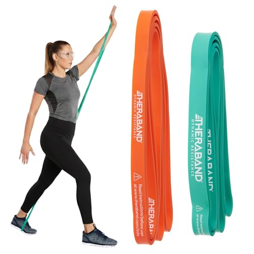 THERABAND High Resistance Band Set of 2, Light and Medium Loop, 15-25 lb - size: 2 Pack Easy (15-25 lbs)