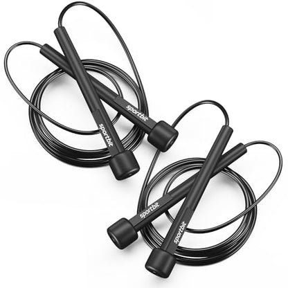 SPORTBIT Adjustable Jump Rope for Fitness and Exercise - color: Duo Black
