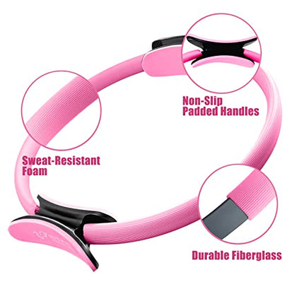 RitFit Pilates Ring Circle - 14 Inch Magic Fitness Circle for Toning Inner & Outer Thighs, Bonus Workout Guide Included - style: Pink