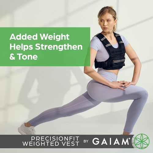Gaiam Weighted Vest for Women and Men, Adjustable Weighted Workout Vest for Walking, Running, Strength Training