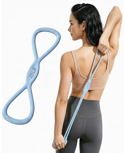 2PCS Figure 8 Resistance Bands with Handles – 15 lbs & 25 lbs Workout Bands for Women Men, Non-Slip Grip for Arms Yoga Pilates Physical Therap