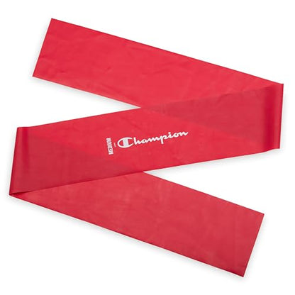 Champion Flat Resistance Bands (Pack of 3, Grey/Red/Blue), Light/Medium/Heavy, Rubber + Latex Exercise Bands, Odor-Free, for Strength Training, Physical Therapy & Gym Workout, Includes Exercise Guide
