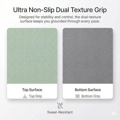 Premium TPE Yoga Mat 6mm Info Swipe – Eco-Friendly Non-Slip, Odor-Free, Lightweight & Durable | SGS Tested, REACH Compliant, GRS Certified | 72"x24" with Carrying Strap - color: Light Green