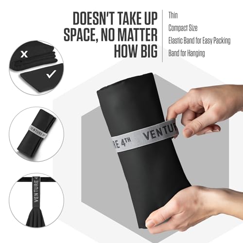 VENTURE 4TH Quick Dry Towel - Microfiber Travel Towel for Camping, Hiking, Gym, Beach - Lightweight, Packable, Compact Backpacking Companion - Black Large - color: Black, size: 60.00" x 31.50"