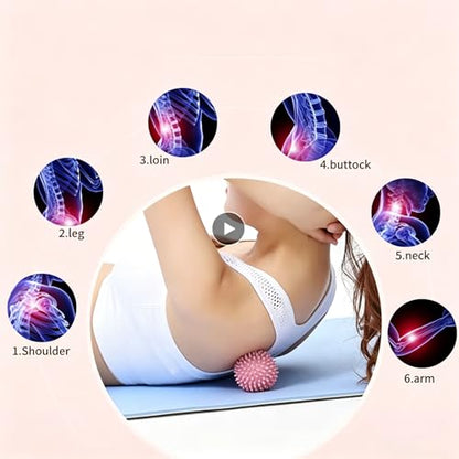 Pink Spiky Massage Ball for Feet, Back, Hands & Muscles, Firm Trigger Point Roller for Plantar Fasciitis, Deep Tissue Massage, Reflexology, Physical Therapy & Exercise, 3 Inch