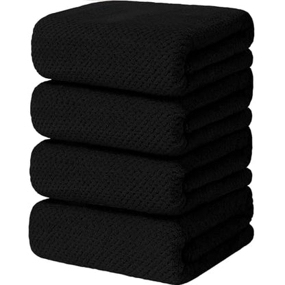 4 Pack Bath Towel Set, Waffle Bath Towel Set, Microfiber Super Soft Highly Absorbent, Sturdy Quick Drying Towels for Bathroom, Gym, Sports, Yoga (4 Piece 27" x 55", 4Purple)