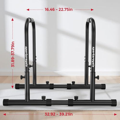 Sportsroyals Adjustable Dip Bar Station, Heavy Duty Parallette & Parallel Bars, 400LBS Stable Dip Stands for Home Gym, Calisthenics & Upper Body Workout Equipment