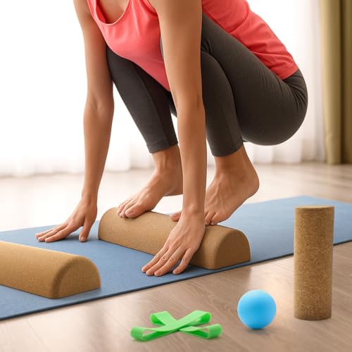 Cork Balance Board – Natural Cork Anti‑Slip Balance Trainer for Foot & Ankle Strength, Improve Stability, Mobility & Core Training | Yoga, Pilates, Physical Therapy, Rehab Exercise Board