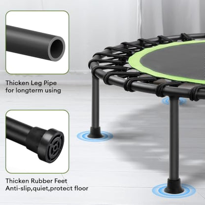 ONETWOFIT Mini Rebounder Trampoline for Adults with Bar, Adjustable Handle - color: Green