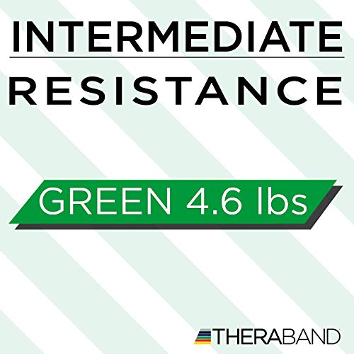 THERABAND Resistance Band Loop, Professional Latex Mini Band for Lower Pilates, Crossfit, Yoga, Stretching, Therapy, Strength Training without Weights, 18 Inch, Green, Heavy, Intermediate Level 1 - color: Green - Heavy, size: 18 Inch