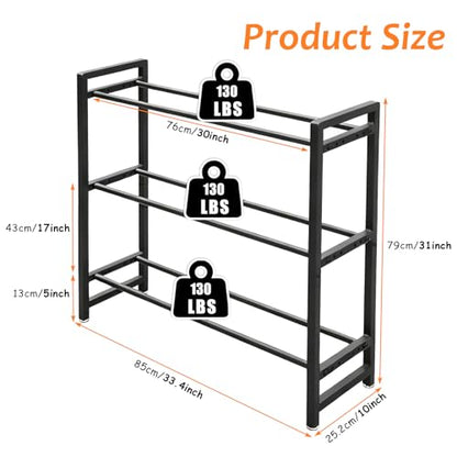 Aduanbang 3-Tier Adjustable Dumbbell Rack, Heavy-Duty Weight Storage Stand, 390 LB Capacity, Space-Saving Home Gym Organizer - color: Black