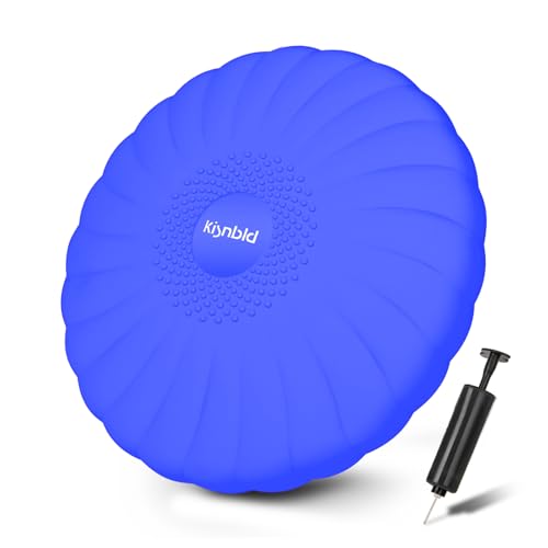 Wobble Cushion, Extra Thick Wiggle Seat for Sensory Kids, Non-slip Balance Disc with Inflation Pump for Adults Core Strength, Posture Improvement & Physical Therapy (13.5in/34cm) - color: 1Blue