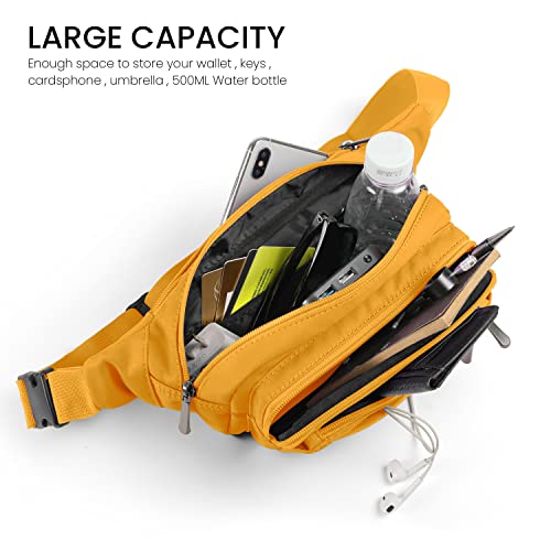CXWMZY Fanny Packs For Women & Men Waist Pack Hip Bum Bag with Multi-Pockets Large Capacity Waterproof Casual Bum Bag for Disney Traveling Casual Cycling Running Hiking (Yellow) - color: Yellow