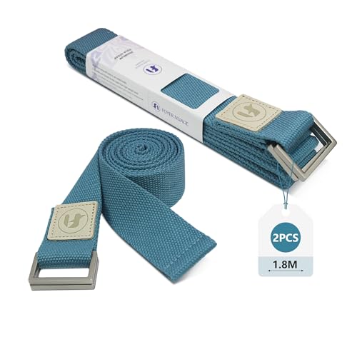Yoga Straps 1.8M or 2.5M, Durable Cotton Yoga Straps for Stretching, Adjustable Yoga Belt Strap for Yoga, Dance, Gym Workouts - color: Blue, size: 1.8M 2PCS