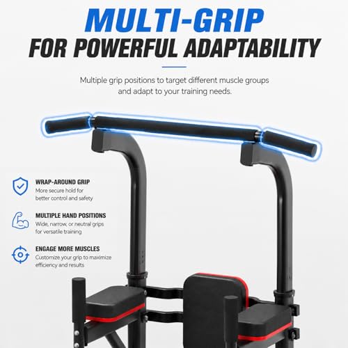 Pull Up Bar, Multifunction Power Tower Dip Bar Station Home Gym Strength Training Workout Equipment for Pull-up Push-up Dips