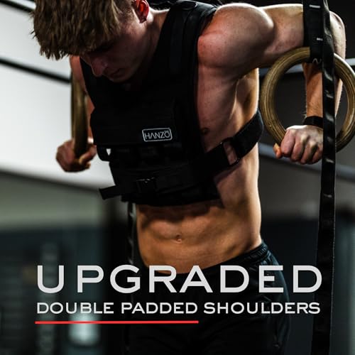 HANZO Weighted Vest for Men & Women 25lbs | 35lbs | 45lbs | 65lbs | Weight Vest With Removable Iron Weights, Adjustable Heavy Duty Weighted Workout Vest for Calisthenics & Fitness Training