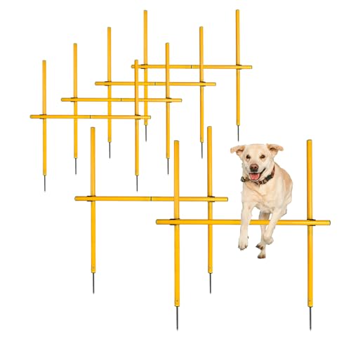 TNZMART 2.6 FT Dog Agility Obstacle Course Backyard Set Wave Poles and Adjustble Hurdles Training Exercise Equipment for Dogs (Pack of 6 Yellow) - style: pack of 6 Yellow