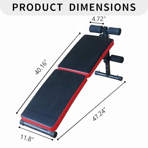 Sit Up Bench Folding Adjustable Workout Bench for Ab Exercise, Strength Training Weight Bench for Home Gym (Red)