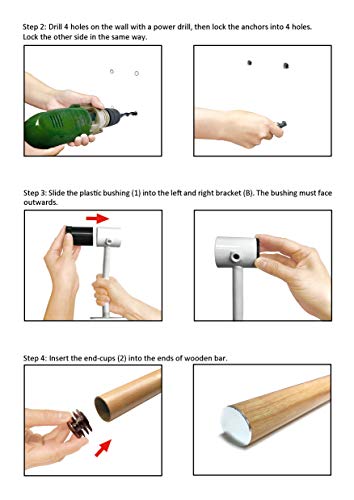 LeStage Wall Mounted Ballet Barre with Door Leg Stretcher and Premium Body Sculpting Band. for Home, Studio, Pilates, Stretching, Dance, Fitness. Smooth Surface, No Wobble.