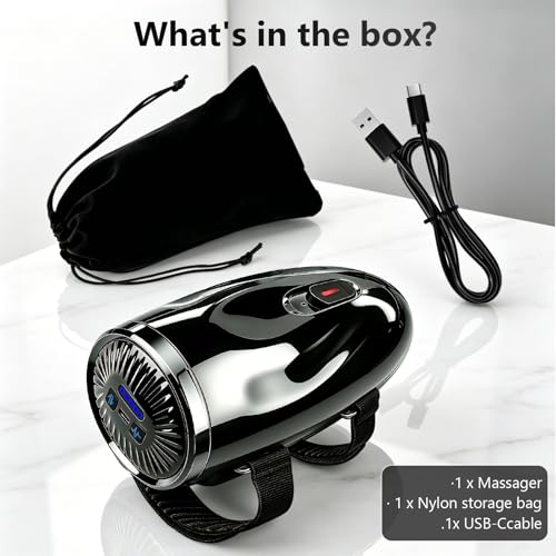 Professional Handheld Palm Massager with Adjustable Straps, 5 Modes, 2600mAh USB Rechargeable Vibrating Massager for Barber Salon, Neck & Scalp Care（Black）