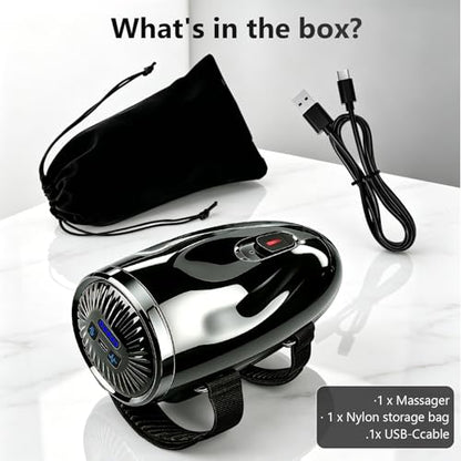 Professional Handheld Palm Massager with Adjustable Straps, 5 Modes, 2600mAh USB Rechargeable Vibrating Massager for Barber Salon, Neck & Scalp Care（Black）