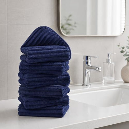 6 PC Microfiber Hand Towels for Bathroom, 16"x30",Navy Blue - color: Navy Blue