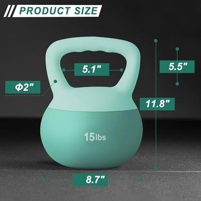 DlandHome Kettlebell Weights Strength Training Kettlebell-Great for Full Body Workout and Strength Training,Easy Grip Handle,PVC Filled with Iron Sand - color: Mint Green-15lbs