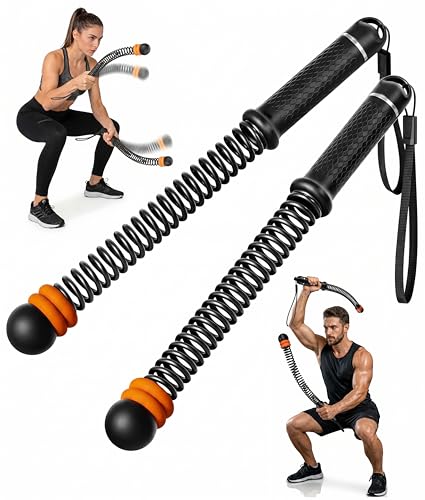 2-Pack Weighted Ropeless Battle Ropes, Portable Cordless Battle Rope Sticks For Home Gym, Office, Non-Slip Handles Workout Exercise Ropes For HIIT, Cardio & Strength Training For Men & Women