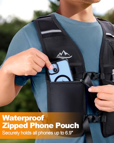 ISEYOU Running Vest for Women Men, Reflective Hydration Vest with Adjustable Waistband & Phone Pocket, Lightweight Breathable Running Water Vest for Jogging Hiking Trail Cycling and Marathon Race - size: Large