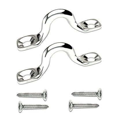304 Stainless Steel Ceiling Hooks Heavy Duty Metal Pad Eyes Plate Snap Eye Strap Drop Ceiling Anchor Hooks Hardware with Screws for Hanging Plant Hangers 2.1" -2Pack - size: Pack-2