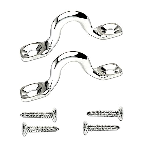 304 Stainless Steel Ceiling Hooks Heavy Duty Metal Pad Eyes Plate Snap Eye Strap Drop Ceiling Anchor Hooks Hardware with Screws for Hanging Plant Hangers 2.1" -2Pack - size: Pack-2