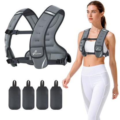 Sportneer Adjustable Weighted Vest Woman: 6-10lb/10-18lb Weighted Vests - color: Gray, size: 6-10 lbs