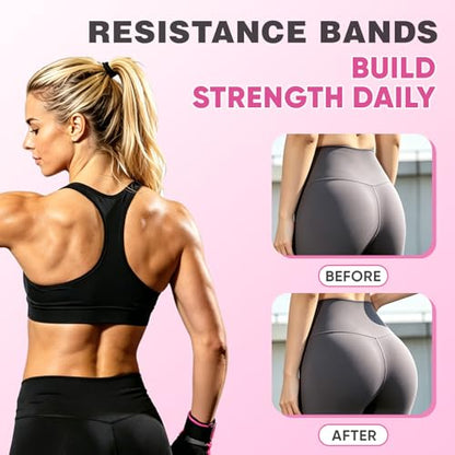 OKbulter Resistance Bands for Working Out, 3 Levels Exercise Bands Set for Legs, Hips, Strength Training, Pilates, Yoga and Rehab for Women & Men