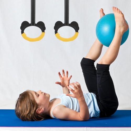 Gymnastic Rings with Buckle Straps, Plastic Indoor Exercise Rings Set with 1m Adjustable Rope for Pull-up Training and Home Fitness