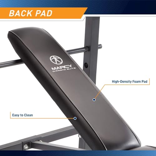 Marcy Standard Bench with 80lbs to 100 lbs Vinyl-Coated Weight Set for Strength Training Lifting for Home Gym - color: Black - 100 lbs