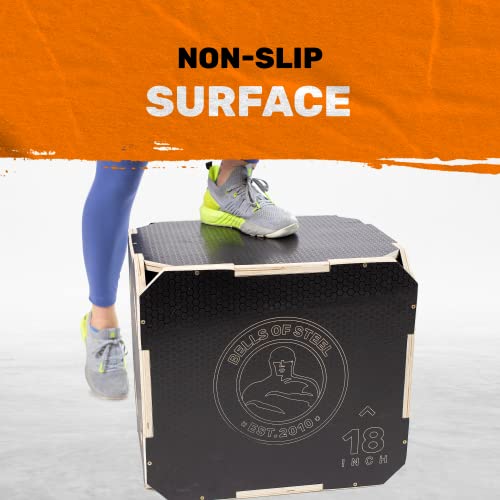 Plyo Box [Bells of Steel] Plyometric Box, 3-in-1, Anti-Slip, Wooden Step up Box for Workout, Jumps, Squats, Step-Ups, Knee-ups - style: S:20x18x16