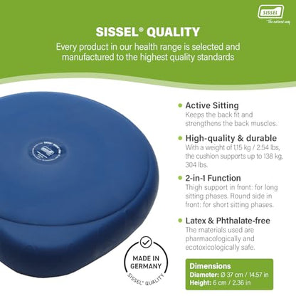 SISSEL SITFIT 14in Red | Active Sitting & Training | Strengthens Back & Pelvic Floor Muscles | Versatile Use: Legs & Veins | Adjustable Pressure | Includes Exercise Poster - color: Blue