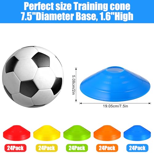 Lemecima 120-Pack Agility Soccer Cones with Portable Carry Bag - Premium Disc Cones for Sports Training, Football, Basketball, Coaching & Practice Equipment (5 Colors)