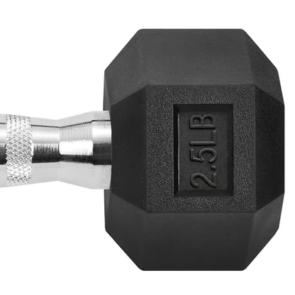 Hex Dumbbells Rubber Coated Cast Iron Hex Black Dumbbell Free Weights for Exercises - style: 2.5 Pounds / Pair