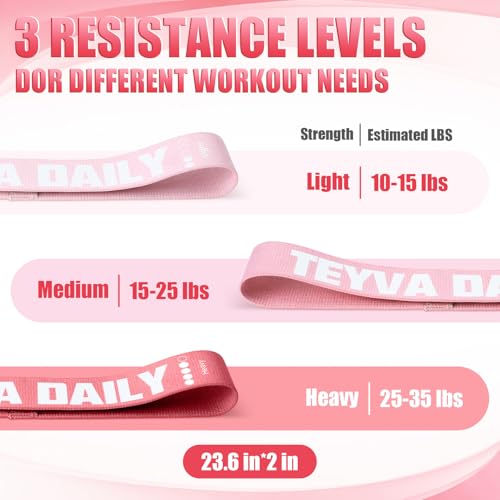 12 Pcs Fabric Resistance Bands for Working Out, Non-Slip Exercise Bands for Women, Pink Booty Elastic Loop Band for Glute Butt Thigh Yoga Pilates Stretching Gym Studio