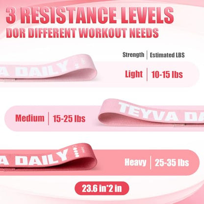 12 Pcs Fabric Resistance Bands for Working Out, Non-Slip Exercise Bands for Women, Pink Booty Elastic Loop Band for Glute Butt Thigh Yoga Pilates Stretching Gym Studio