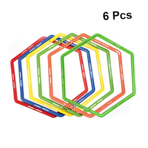 Sosoport 6pcs Soccer Agility Rings Training Set Adjustable Soccer Drill Equipment for Football Basketball Safe Random
